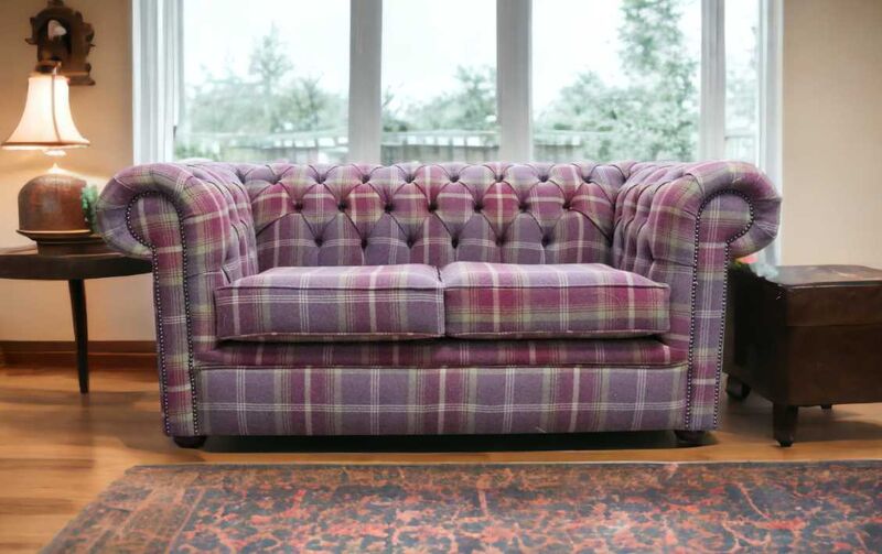 Product photograph of Chesterfield Tartan 2 Seater Sofa Balmoral Amethyst Fabric from Designer Sofas 4U