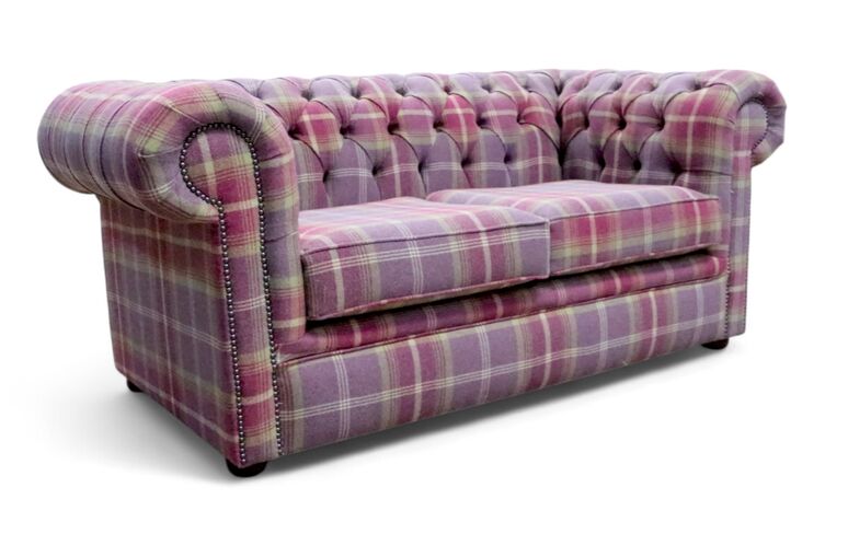 Chesterfield Tartan 2 Seater Sofa Balmoral Amethyst Fabric