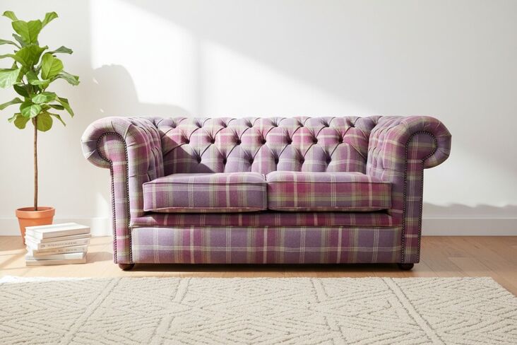 Chesterfield Tartan 2 Seater Sofa Balmoral Amethyst Fabric