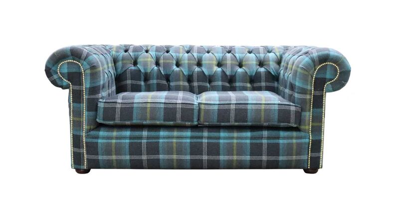 Product photograph of Chesterfield 2 Seater Sofa Balmoral Azure Blue Fabric from Designer Sofas 4U