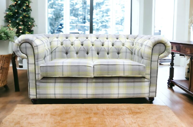 Product photograph of Chesterfield Tartan 2 Seater Sofa Balmoral Citrus Fabric from Designer Sofas 4U