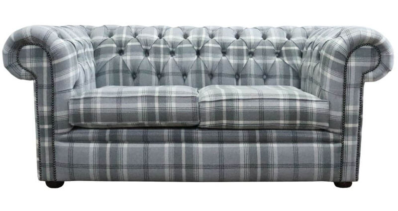 Product photograph of Chesterfield Tartan 2 Seater Sofa Balmoral Dove Grey Fabric from Designer Sofas 4U