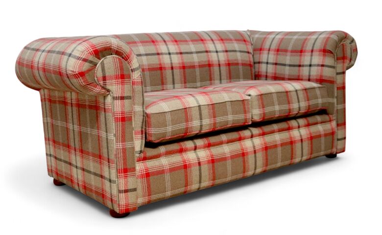 Chesterfield Tartan 2 Seater Sofa Balmoral Rosso Fabric