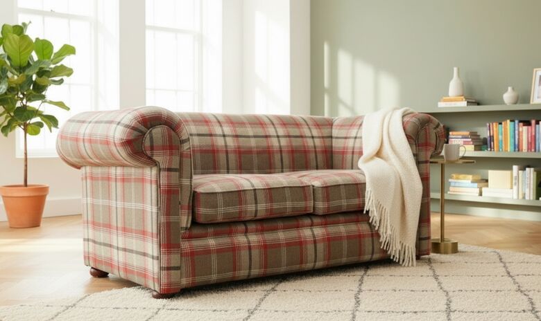 Chesterfield Tartan 2 Seater Sofa Balmoral Rosso Fabric