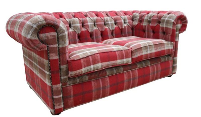 Product photograph of Chesterfield Tartan 2 Seater Sofa Balmoral Red Fabric from Designer Sofas 4U