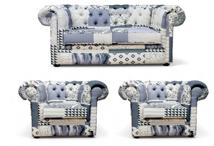 Chesterfield Thomas 2+1+1 Charles Patchwork Beige Sofa Offer