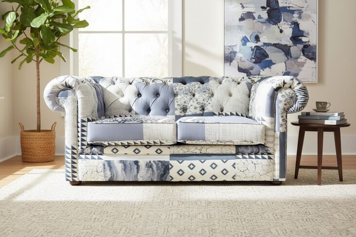 Chesterfield Thomas 2 Seater Charles Patchwork Beige Sofa Offer