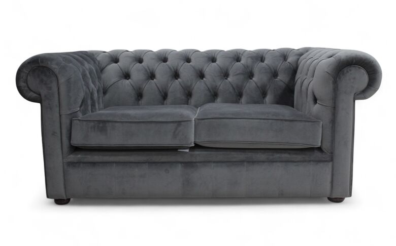 Chesterfield 2 Seater Thomas Amalfi Anthracite Grey Velvet Sofa Offer