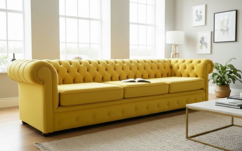 Chesterfield Thomas 5 Seater Settee Amalfi Honey Velvet Fabric Sofa Offer