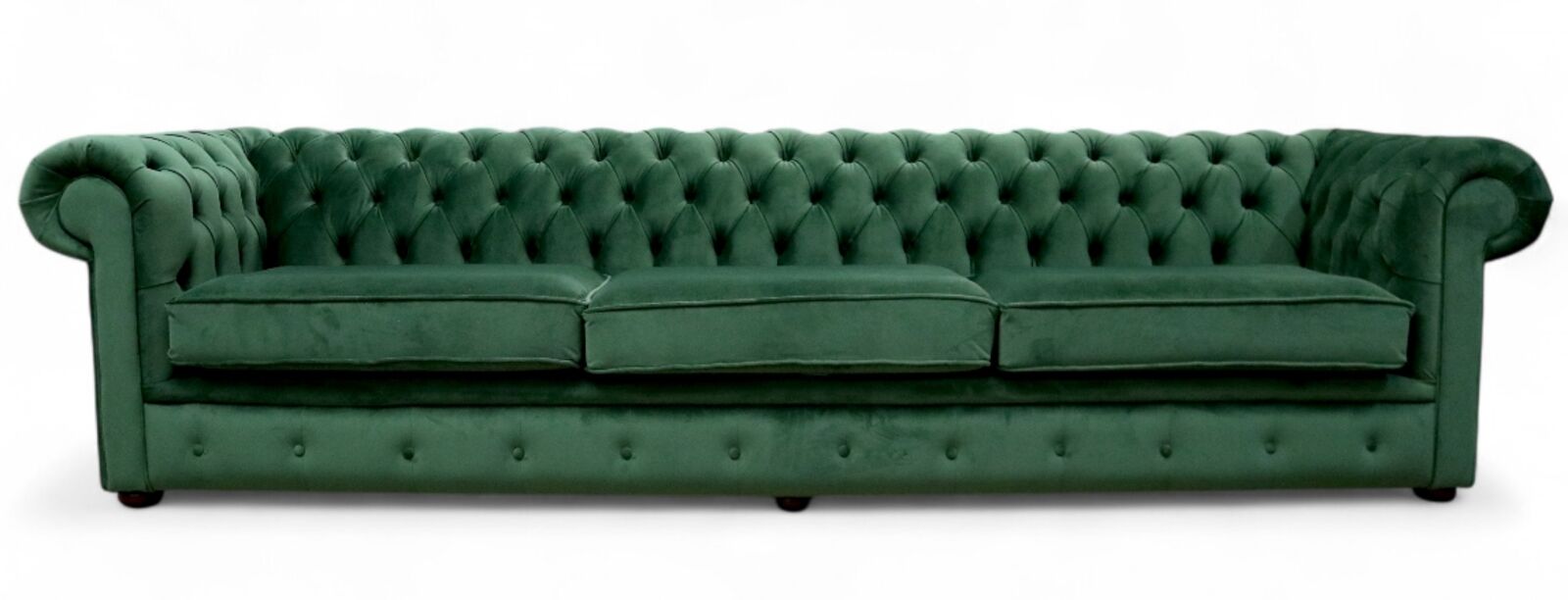 Chesterfield Thomas 5 Seater Sofa Amalfi Forest Green Velvet 3 Cushion Style