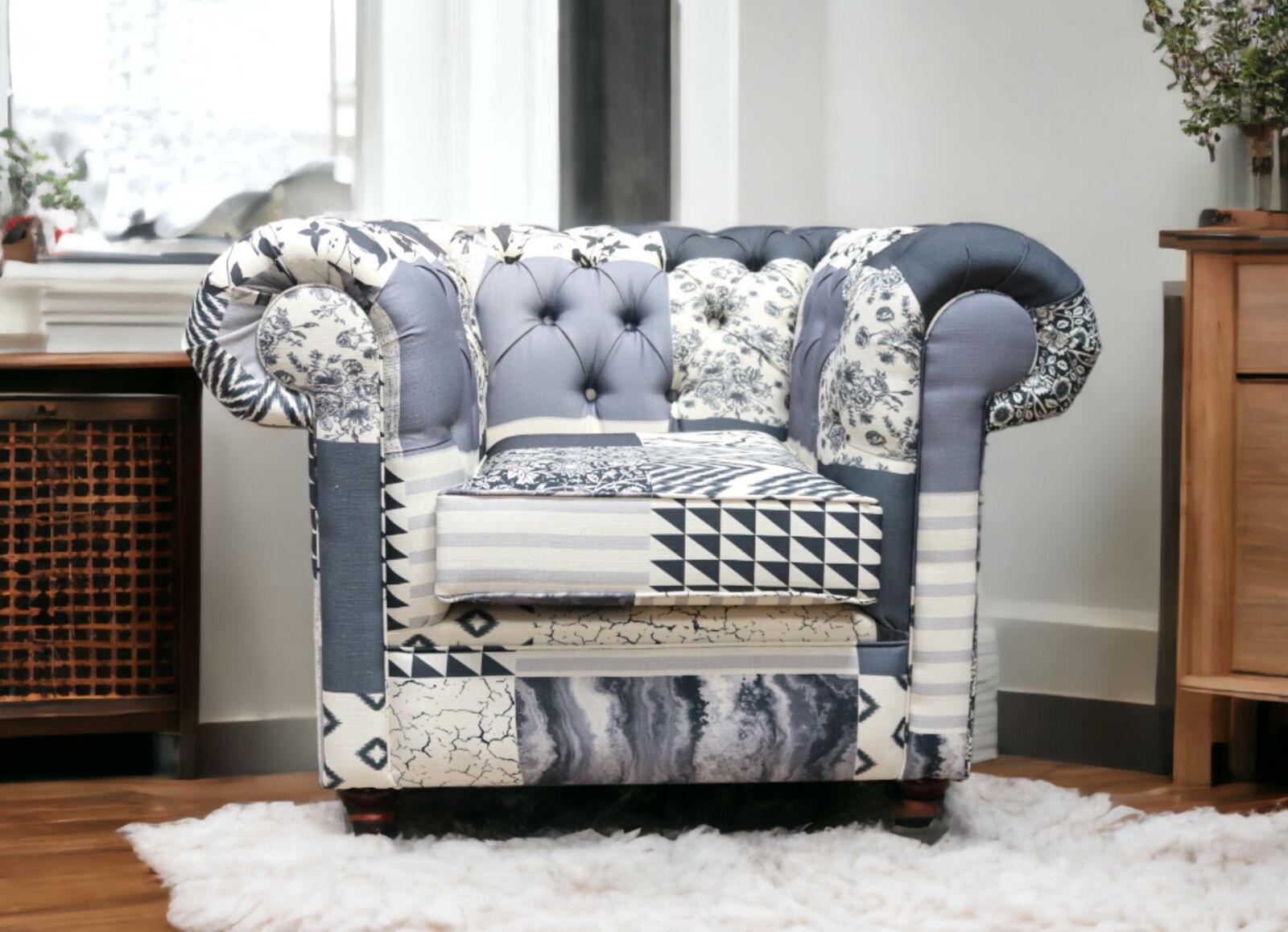 Product photograph of Chesterfield Thomas Low Back Club Chair Charles Patchwork Amp Hellip from Designer Sofas 4U