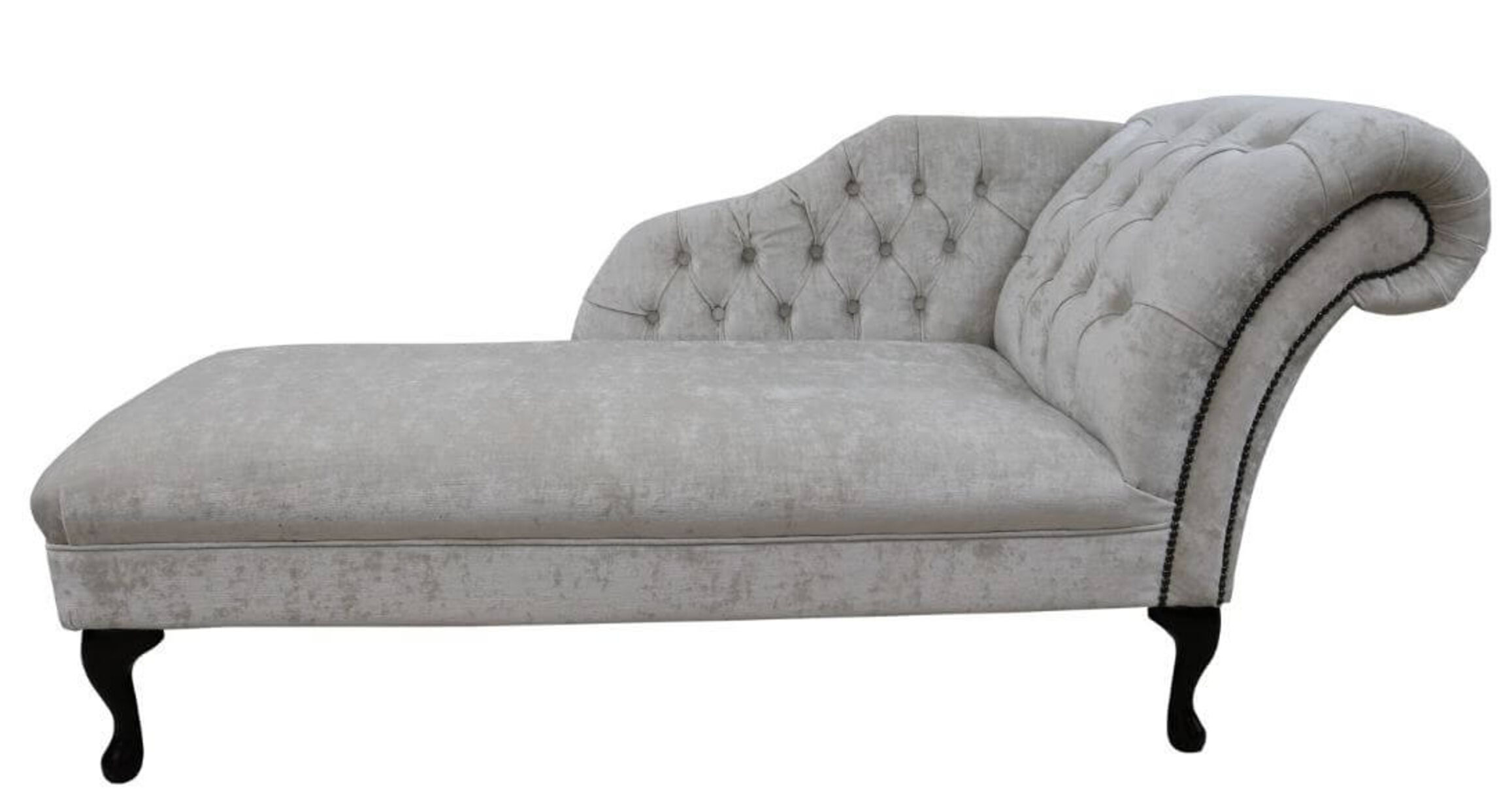 Chesterfield Velvet Chaise Lounge Day Bed Modena Ecru Velvet