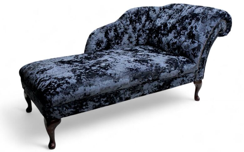 Chesterfield Velvet Chaise Lounge Day Bed Lustro Night Black Velvet