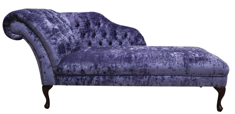 Chesterfield Velvet Chaise Lounge Day Bed Modena Lilac Velvet