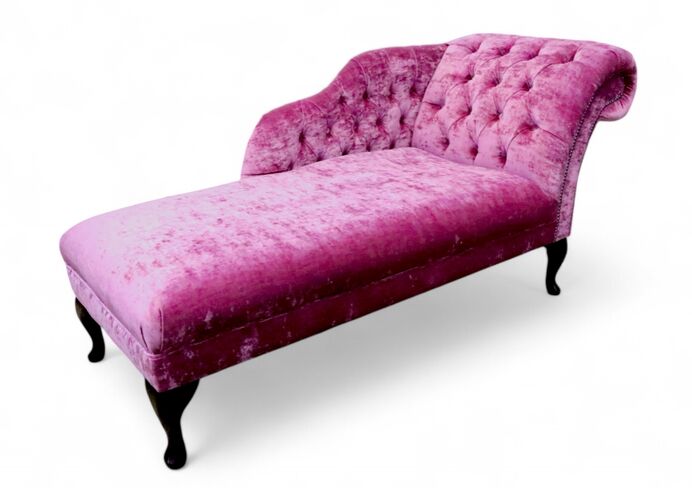 Chesterfield Velvet Chaise Lounge Day Bed Modena Rose Velvet In Right Hand