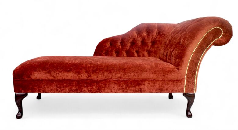 Chesterfield Velvet Chaise Lounge Day Bed Modena Terracotta