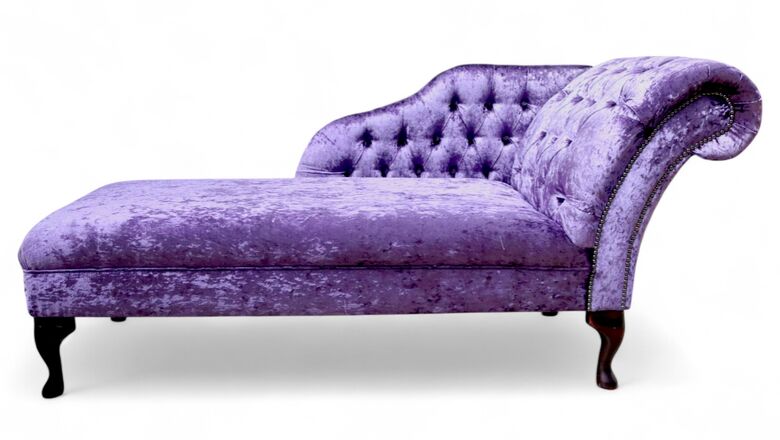 Chesterfield Velvet Chaise Lounge Day Bed Shimmer Grape Velvet