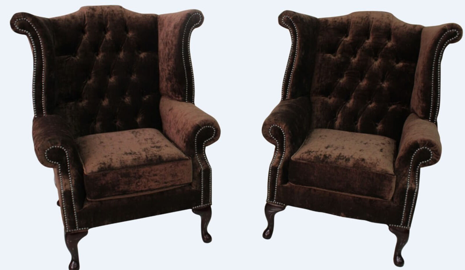 Product photograph of 2 X Chesterfield Queen Anne High Back Wing Chairs Modena Amp Hellip from Designer Sofas 4U