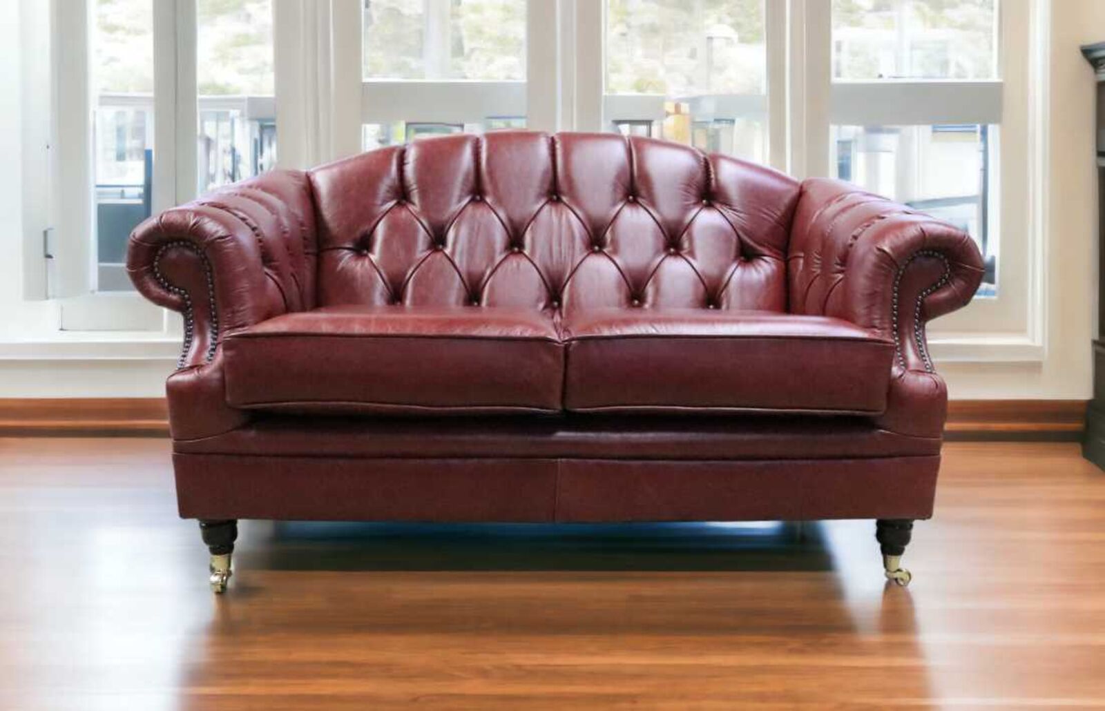 Product photograph of Chesterfield Victoria 2 Seater Leather Sofa Settee Old English Chestnut from Designer Sofas 4U