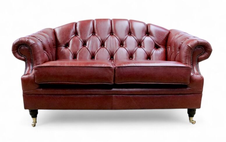 Chesterfield Victoria 2 Seater Leather Sofa Settee Old English Chestnut