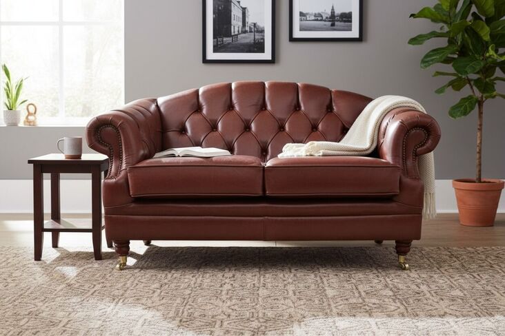 Chesterfield Victoria 2 Seater Leather Sofa Settee Old English Hazel