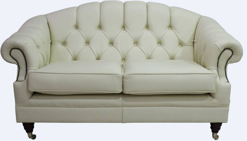Product photograph of Victoria 2 Seater Chesterfield Leather Sofa Settee Cream Leather from Designer Sofas 4U