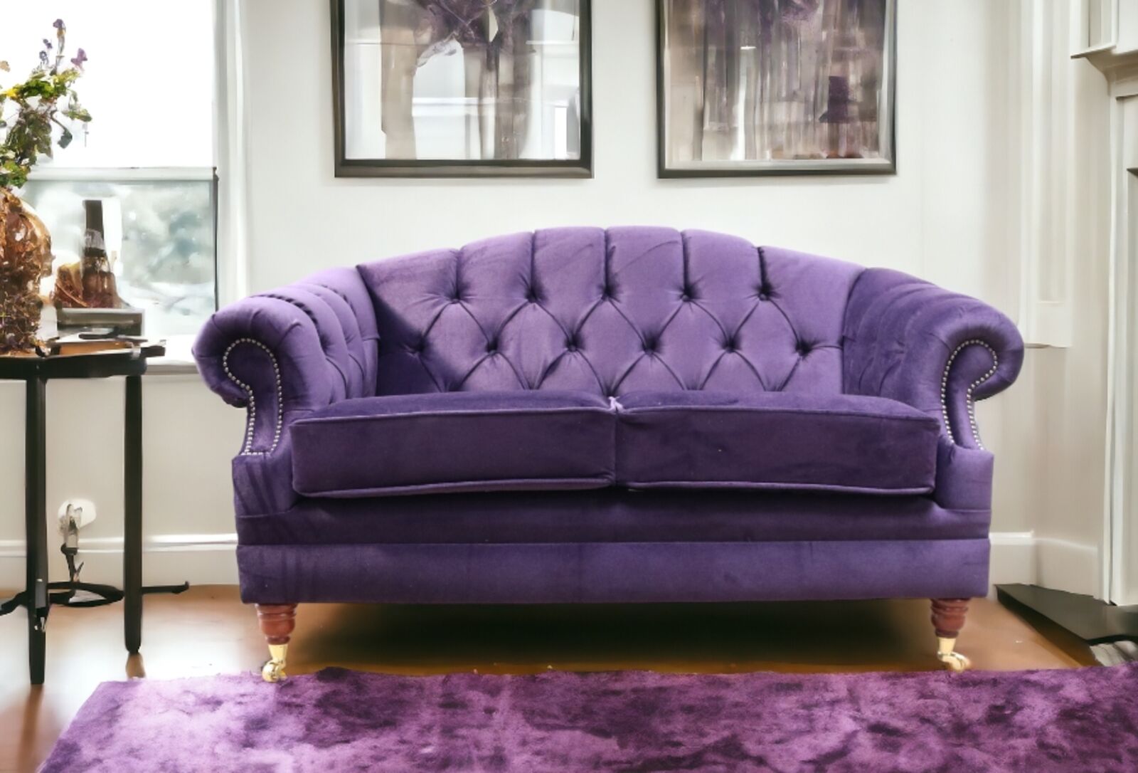 Product photograph of Chesterfield Victoria 2 Seater Sofa Malta Amethyst Purple Velvet from Designer Sofas 4U