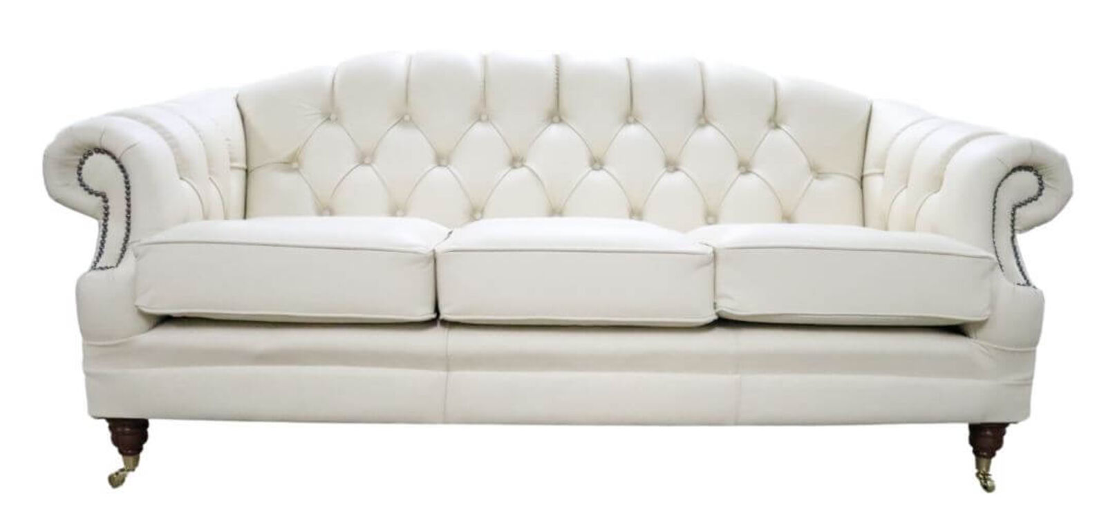 Product photograph of Chesterfield Victoria 3 Seater Leather Sofa Settee Shelly Beige Leather from Designer Sofas 4U