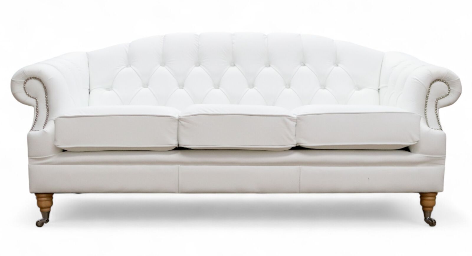 Chesterfield Victoria 3 Seater Leather Sofa Settee Shelly White Leather
