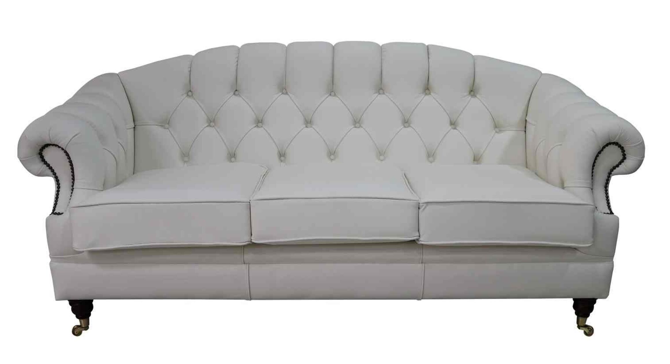 White Victoria 3 Seater Chesterfield Settee DesignerSofas4U