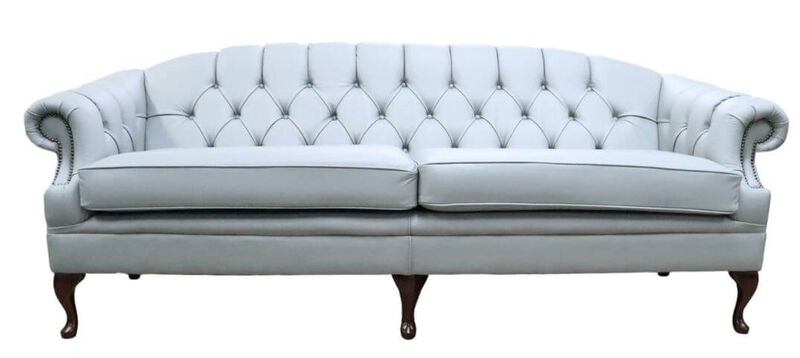 Product photograph of Victoria 4 Seater Chesterfield Leather Sofa Settee Moon Mist Amp Hellip from Designer Sofas 4U