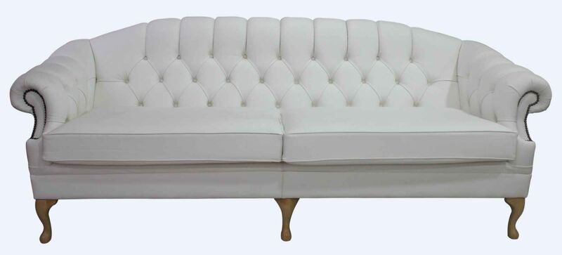 Product photograph of Victoria 4 Seater Chesterfield Leather Sofa Settee White Leather from Designer Sofas 4U