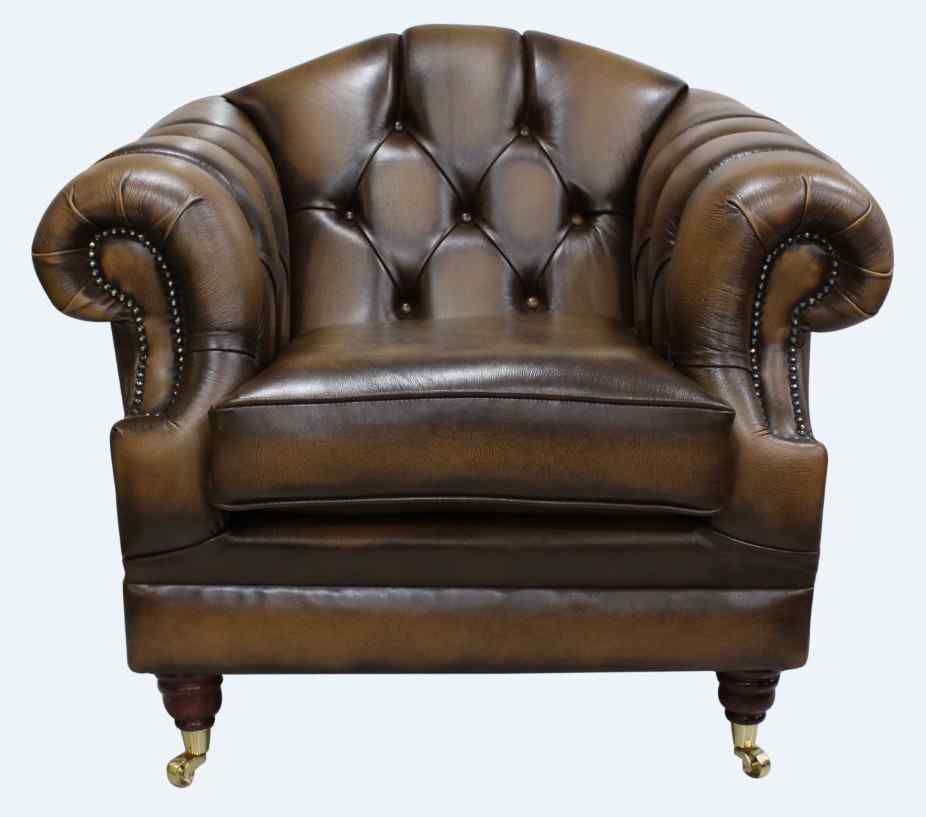 Tan Chesterfield Victoria Armchair, Victorian Leather Armchair