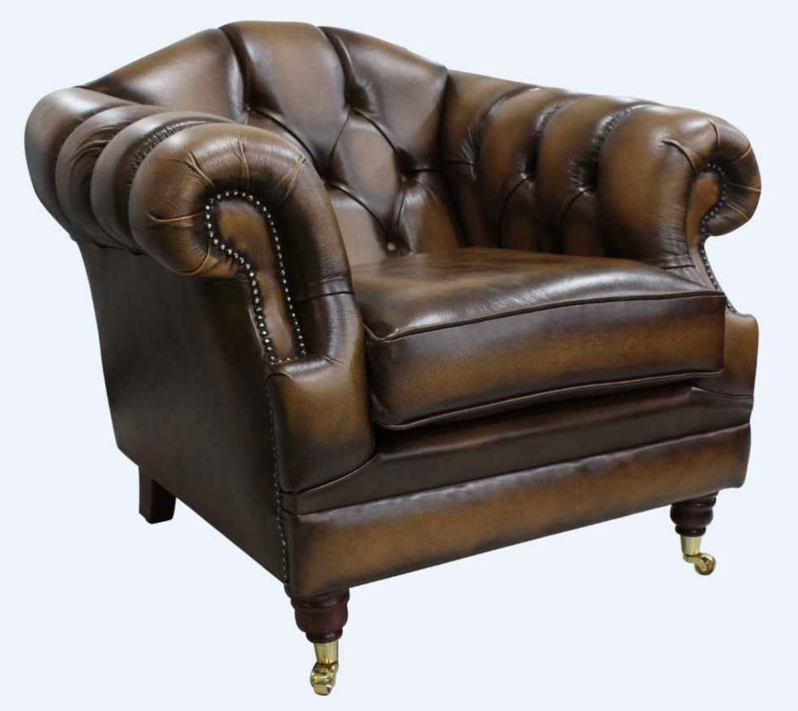 Product photograph of Chesterfield Victoria Leather Armchair Antique Tan from Designer Sofas 4U