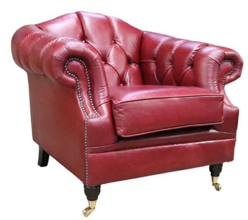 Product photograph of Chesterfield Victoria Leather Armchair Old English Gamay from Designer Sofas 4U