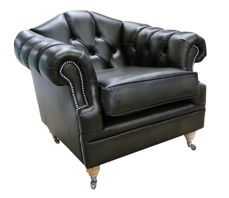 Product photograph of Chesterfield Victoria Leather Armchair Antique Olive Green from Designer Sofas 4U