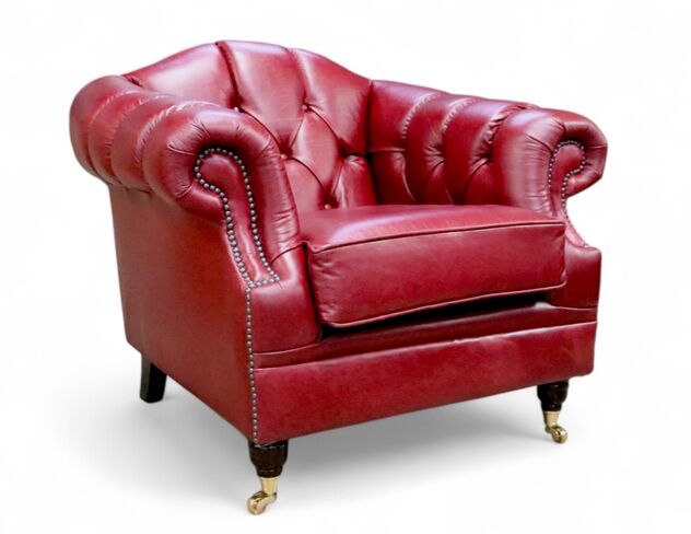 Chesterfield Victoria Leather Armchair Old English Gamay