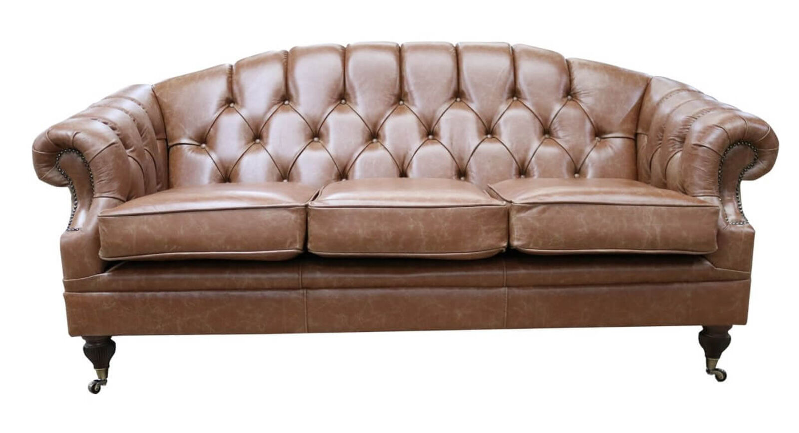 Product photograph of Victoria 3 Seater Chesterfield Leather Sofa Settee New England Saddle Leather from Designer Sofas 4U