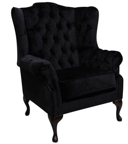 Chesterfield Westminster Fabric Mallory Flat Wing High Back Wing Chair Black Fabric