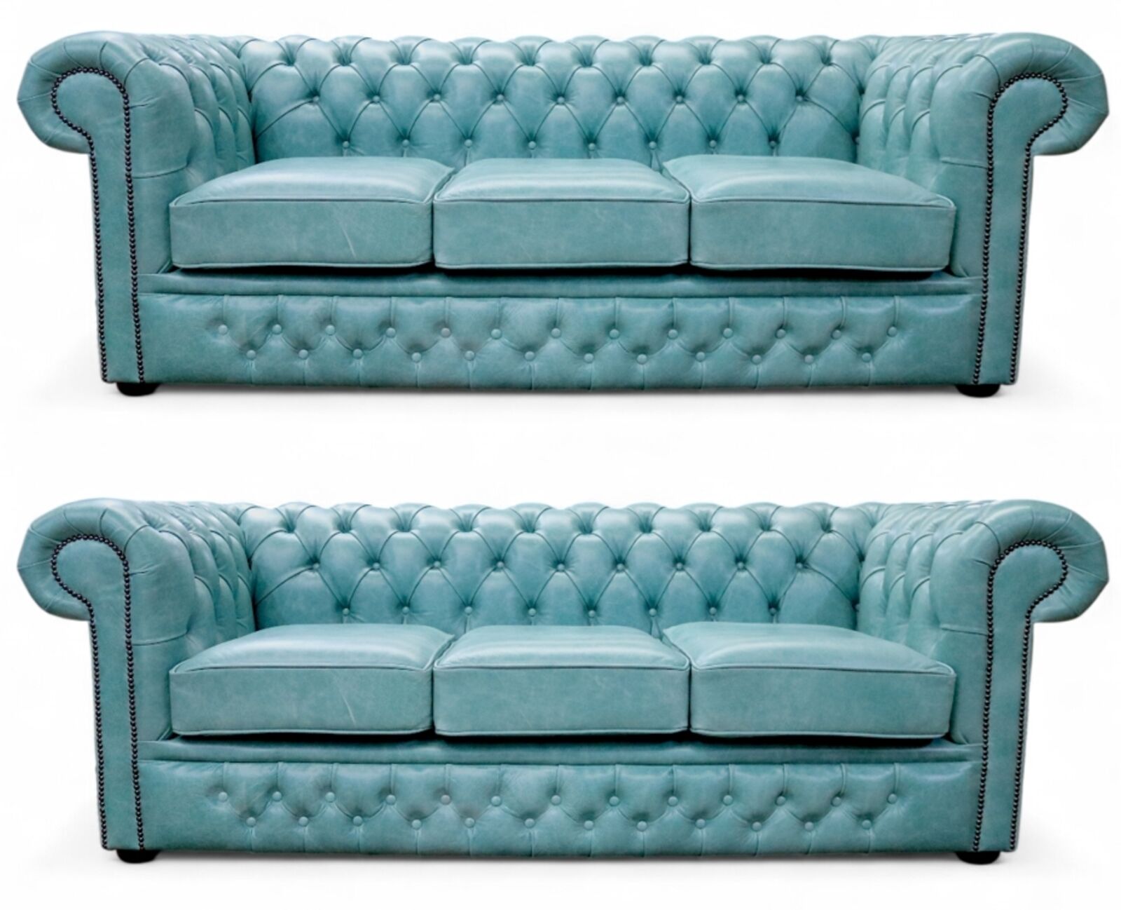 Chesterfield Winchester 3+3 Seater Sofa Suite Old English Placid Lake Leather