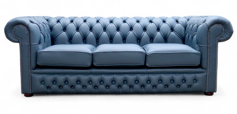 Chesterfield Winchester 3 Seater Leather Sofa Suffolk Blue