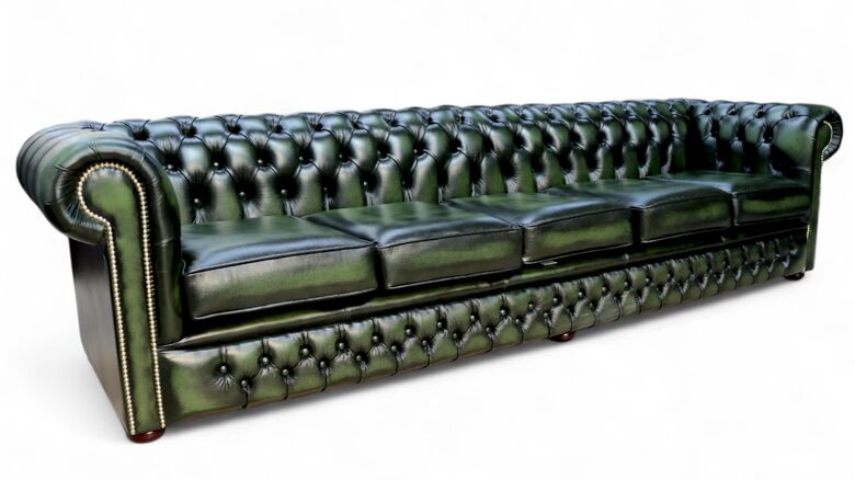 Chesterfield Winchester 5 Seater Settee Antique Green Leather Sofa Offer
