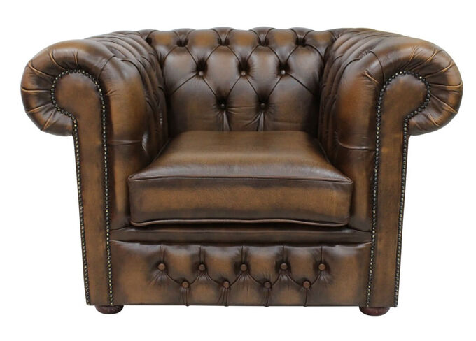 Chesterfield Winchester Low Back Club ArmChair Antique Tan Leather