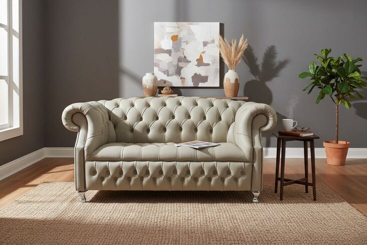 Chesterfield Windsor 2 Seater Pebble Leather Sofa Offer