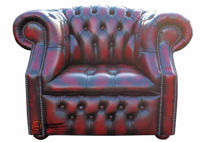SPECIAL OFFER Chesterfield Windsor Club Armchair Button Seat Antique Oxblood Leather