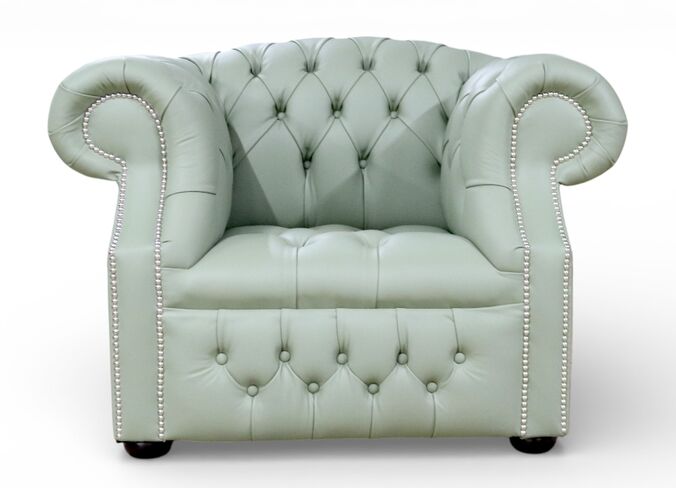 Chesterfield Windsor Club Armchair Button Seat Thyme Green Leather