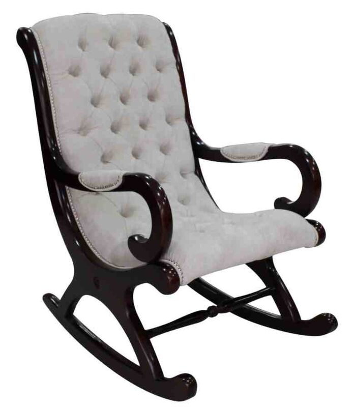 Product photograph of Chesterfield York Slipper Rocker Chair Dakota Snow Velvet Fabric from Designer Sofas 4U