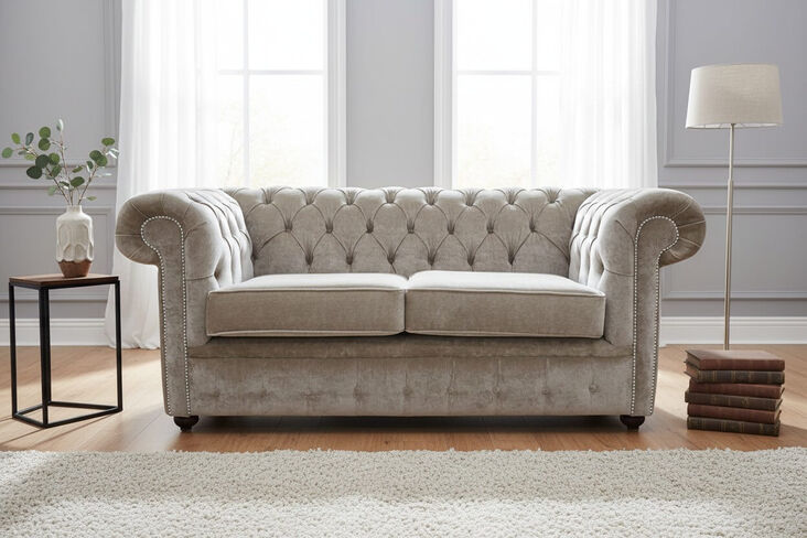 Chiffon velvet Chesterfield 2 seater wool sofa