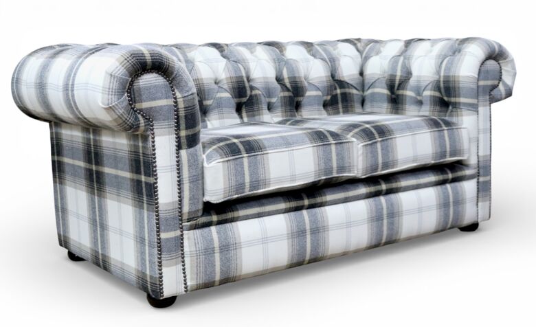 Classic Chesterfield Plaid Tartan Sofa Balmoral Charcoal – Statement Piece