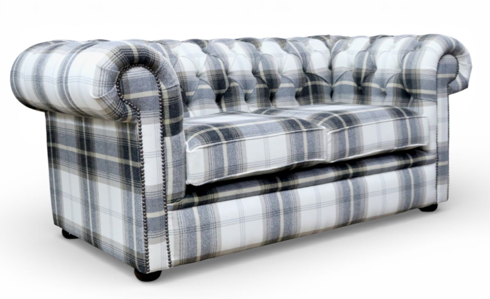 Classic Chesterfield Plaid Tartan Sofa Balmoral Charcoal Statement Piece